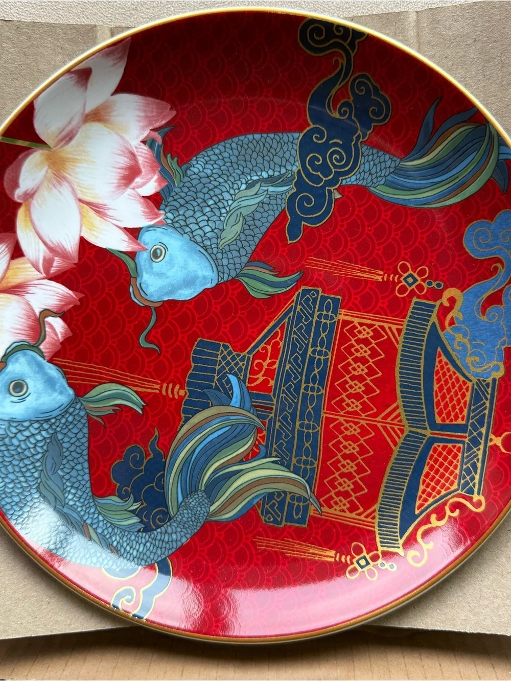 Williams Sonoma Lunar Salad Plates - Navy, Gold, Green, Red